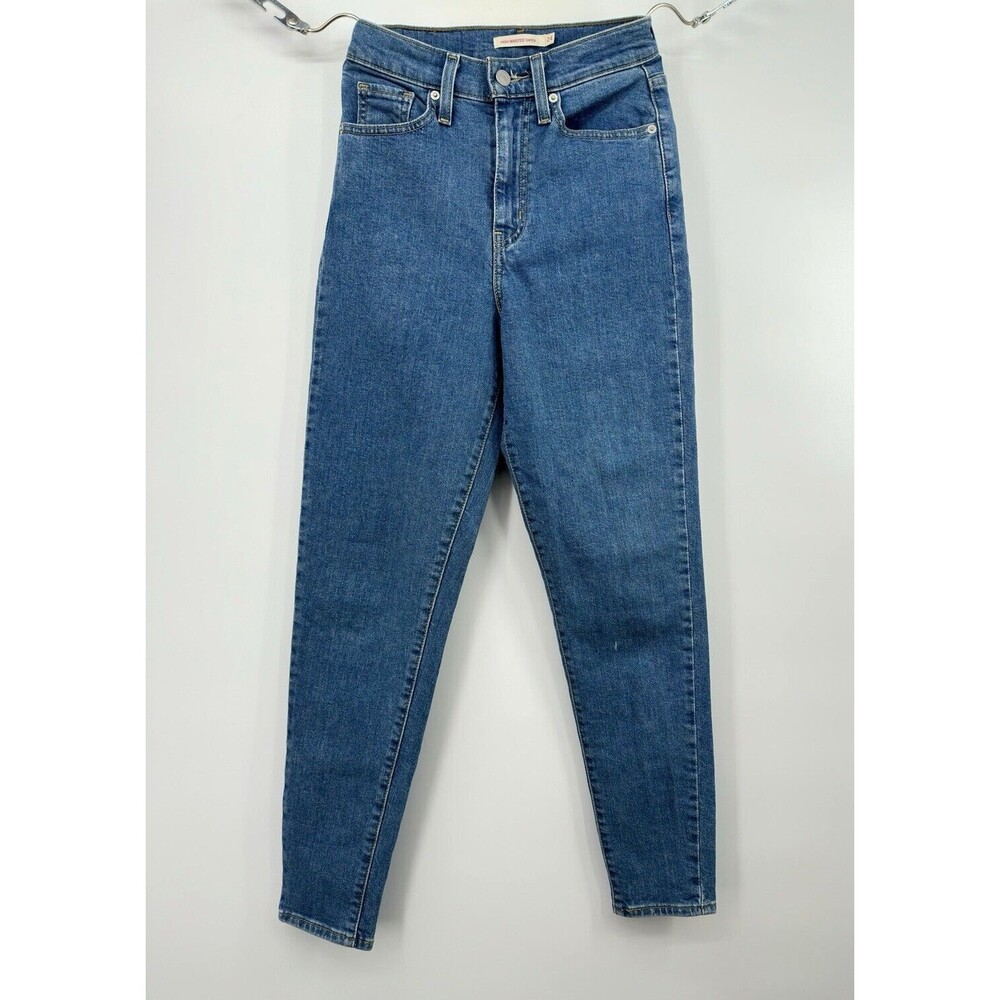 LEVI'S Womens High‎ Waist Tapered Jeans W24 Blue Cotton see tag